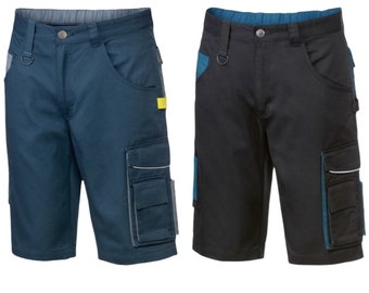 Mens Combat Cargo Summer Work Shorts Multi Pockets in Black Or Navy Durable Safety Workwear Heavy Duty