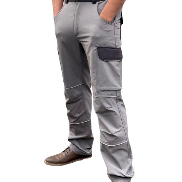 Men's Cargo Work Stretchy Elasticated Waist Multi Pockets Combat Pro Builder Tactical Pants Water Repellent Hiking Track Working Trousers