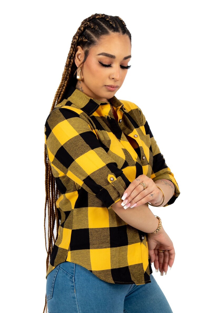 Women's Checked Shirt Long Sleeve Plaid Flannel Check Shirts Casual — free download