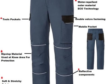 Pantalon de travail cargo pour hommes, extensible, déperlant et durable