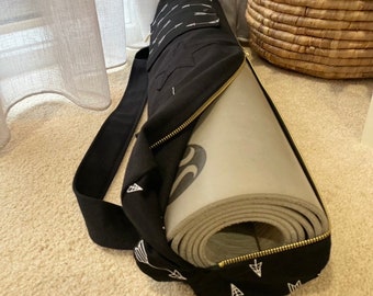 Unisex Pilates/Yoga Mat Carry Bag - Black & White Large Bag to fit Lululemon or similar