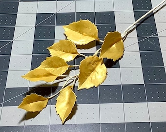 Handmade Sugar Leaves Cake Topper, Gold Leaf Bouquet Filler