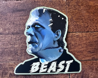 Belle en het beest Monster van Frankenstein - Borris Karloff - universele monsters - gestanste stickers