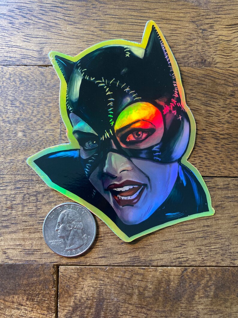 Catwoman - Batman Returns - Michelle Pfeiffer - Waterproof Die Cut Holographic Sticker image 4