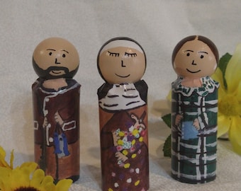 Set of 3, Wooden Martin Family Dolls