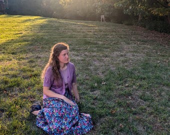 Colorful Floral St. Anne Skirt, Womens Long Modest Skirts with Pocket
