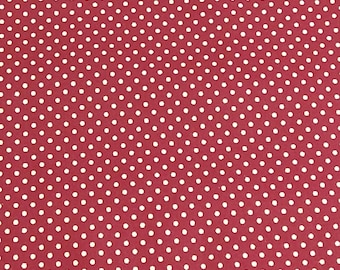 Red Polka Dot St. Therese Apron, Womens Long Pretty Aprons with Pocket Opening, Made to Order