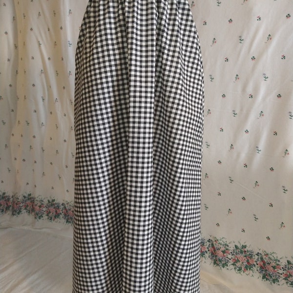 Long Black and White Gingham Skirt Etsy