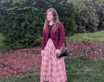 Discounted Red Colorful Disc St. Anne Skirt, XS 0 Discounted from Defect, Womens Long Modest Skirts with Pocket