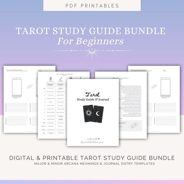 Tarot Study Guide Bundle ~ Digital & Printable Journal Entry Template | Major and Minor Arcana Study