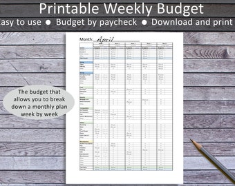 Simple Weekly Budget, Weekly Budget, Paycheck Budget, Easy Budget, Simple Budget, Printable Budget,