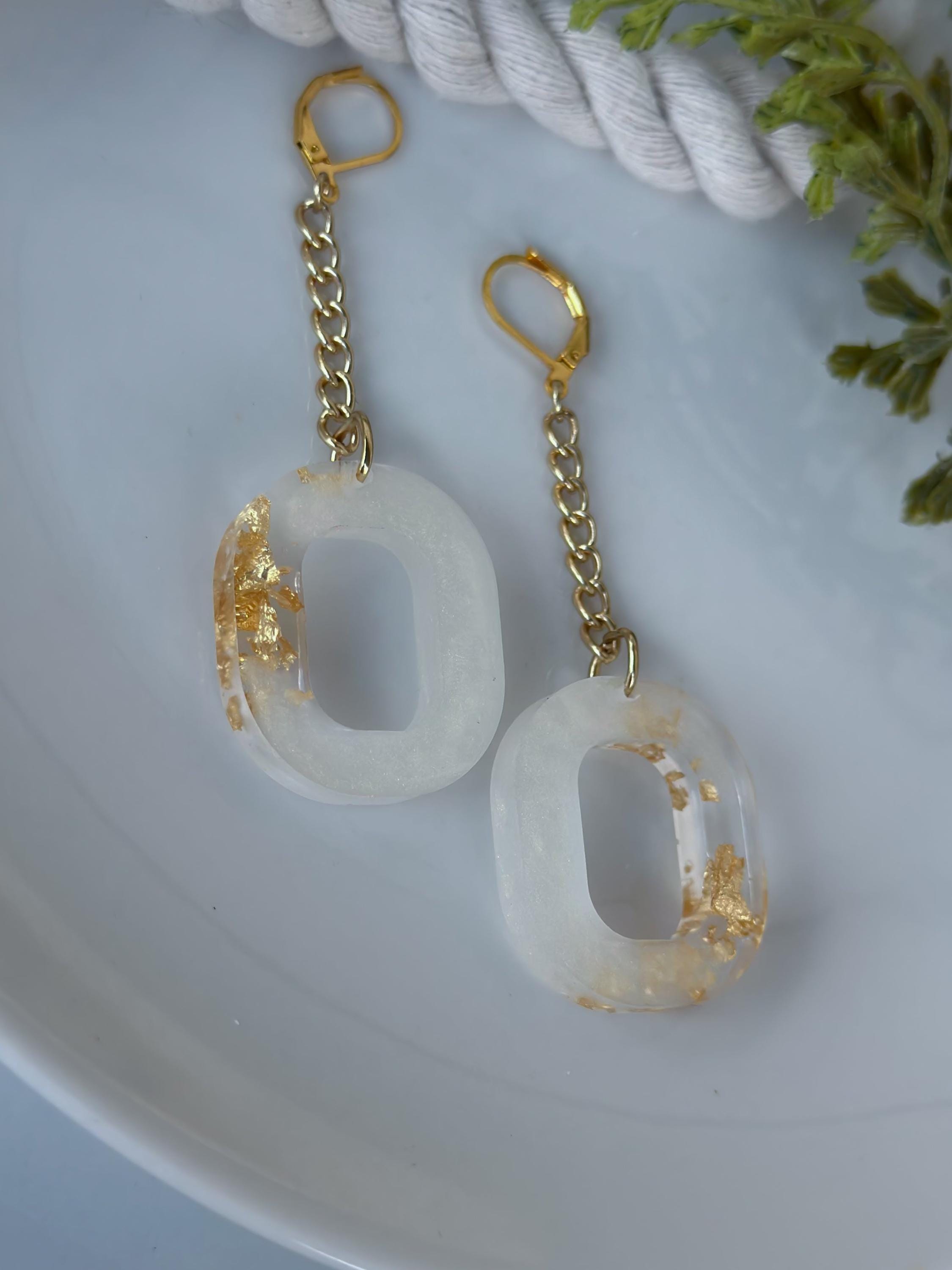 Golden Flake Drop Chain Earrings