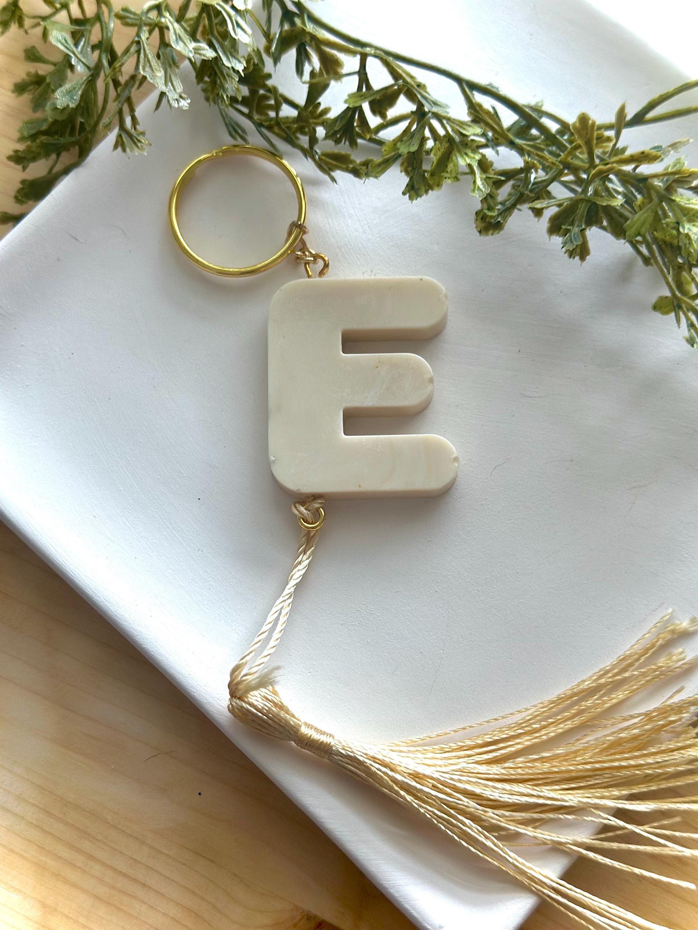 Letter E Keychain With Tassel | Personalized Initial Keychain ...