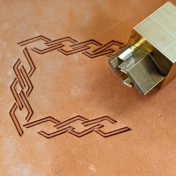 Chain Border Brass Leather Stamp