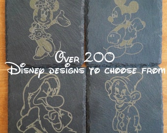 Disney Slate Coaster Set - 4 inch laser Engraved