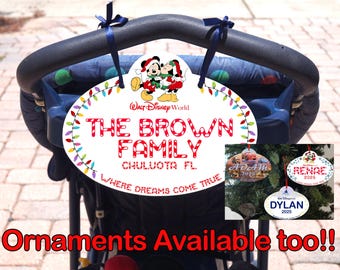 Personalized Disney Christmas Stroller Sign – Cast Member Style Acrylic Name Tag