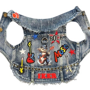 Denim Dog Vest-Small Dog Jacket-Medium Dog Vest-Dog Love-Personalize Pet Name Denim Vest-Custom Cat Apparel-Pet Rock Star Gift-Pet Lover