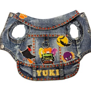 Custom Pet Halloween Apparel Embroidered Denim Patch Pet Costume Vest