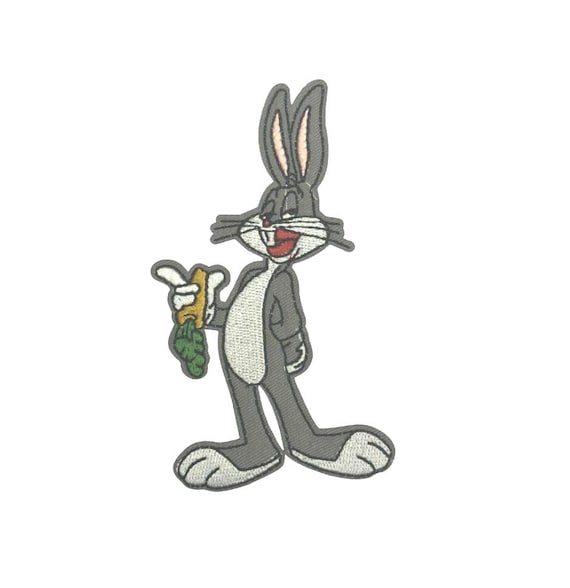 Embroidered Gray Rabbit Patch: Cheeky Cartoon Bun… - image 1
