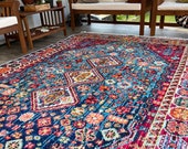 boho rug 5x8- vintage designer rug- livingroom carpet- bohem design rug- 5x8 area rug- Medallion Rug- 6x9 rug- hand made rug- area rug 2x3