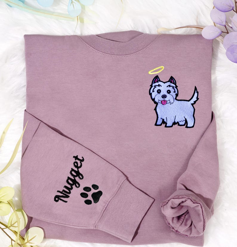 Custom Embroidered Dog Face&name Sweatshirt,custom Embroidered Pet