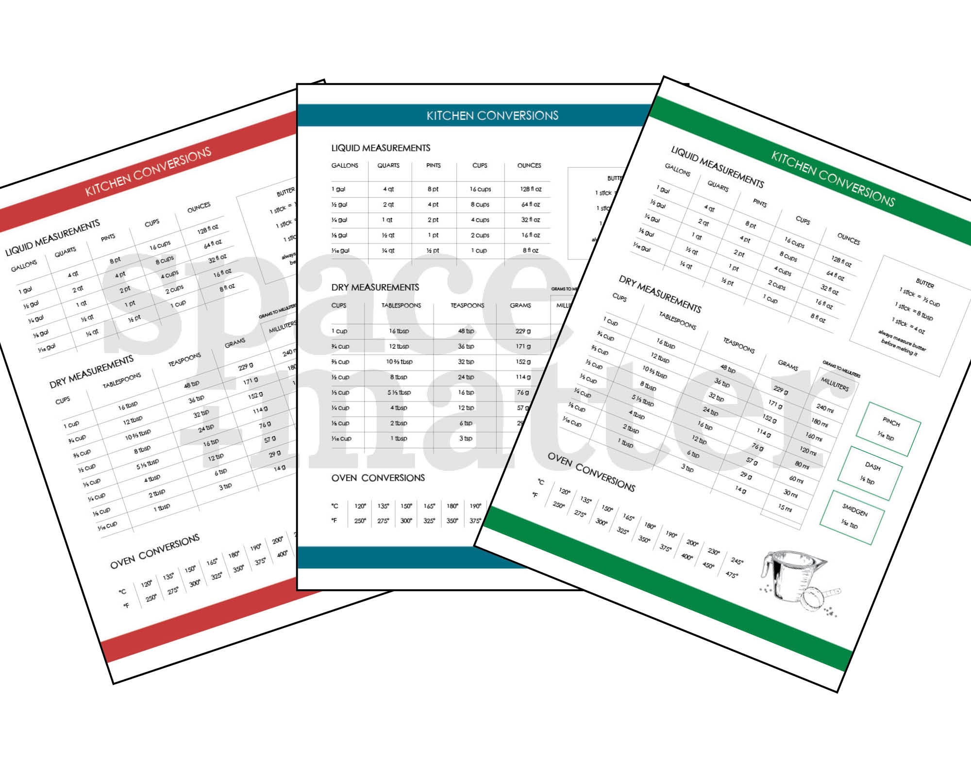 Kitchen Conversion Chart Printable - 1 Page Guide / Kitchen ...