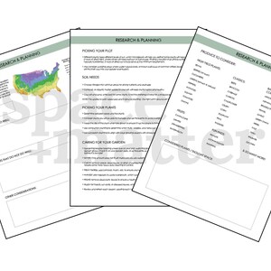 May include: A printable gardening planner with sections for research and planning, picking your plot, picking your plants, caring for your garden, and produce to consider. The planner includes a map of the United States with different hardiness zones.