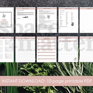 Puede incluir: Una gu&iacute;a PDF imprimible para crear un jard&iacute;n de hierbas. La gu&iacute;a incluye 10 p&aacute;ginas con secciones para la planificaci&oacute;n de la investigaci&oacute;n, listas de hierbas, planificaci&oacute;n semanal y un calendario mensual. La portada presenta un dise&ntilde;o simple con el texto "Herb Garden Creation Guide".