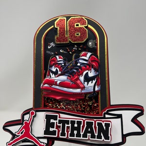 Sneaker-Kuchenaufsatz, Sneaker-Party, Air Jordan inspirierter Kuchenaufsatz, Shoe Addict Cake Topper