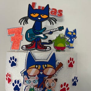 Cartoon Pete-the-cat Cake Topper