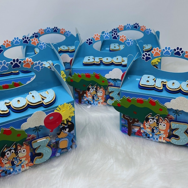 3D bluey gable box, Bluey birthday, bluey party favors