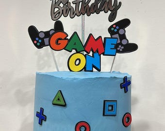 Déco Gâteau Anniversaire 18 Ans – 1 Pièce Pailletée 'Niveau Déverrouillé' Jeux Vidéo – Thème Console Gamer Garçon Fille