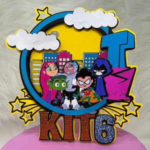 Teen Titans Cake Topper, Teen Titans Birthday, Teen Titans shaker cake topper, Teen Titans party