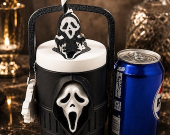 ホラーマスク、ミニクーラー缶ホルダーセット、3Dプリントの不気味なドリンクアクセサリー、ハロウィンパーティー