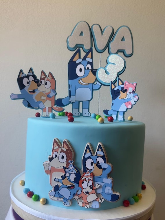 Bluey Inspired Cake Topper Joyeux anniversaire Décorations de gâteaux Bluey  et Bingo Blue Dog Themed for Kids Boy Girl Bday Party Supplies