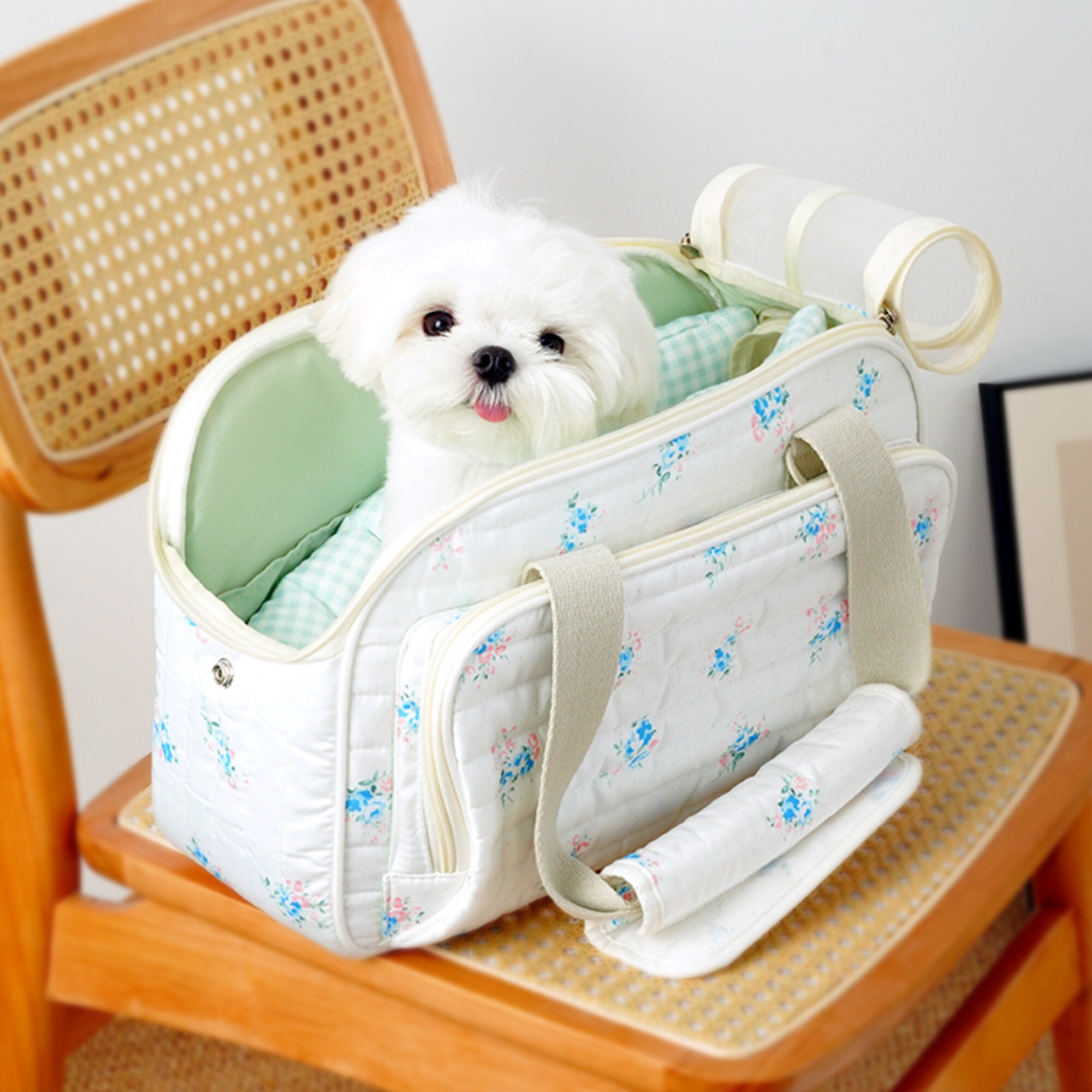Dog carrier, dog tote bag, pet carrier, best dog carrier, airy,  non-overheating, lightweight lace tote. Best light weight dog carrier for  spring