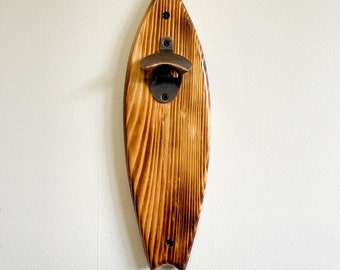 Handmade Surfboard Bottle Opener with Magnet Catcher