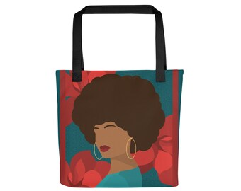 Black Woman Art Tote Bag: Natural Cotton Handles