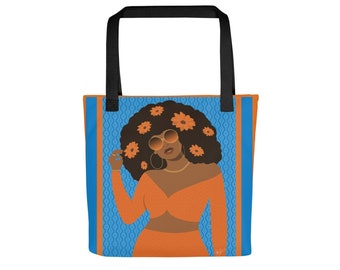 Black Woman Art Tote Bag: Natural Hair Fashion