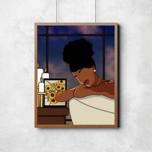 Self Care Black Woman Art Print: Spa Illustration (Digital Download)