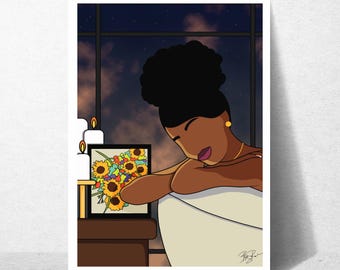 Self Care Black Woman Art Print: Spa Illustration (Digital Download)