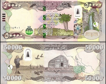 100,000 UNC Iraqi Dinars - 2020 - 2 x 50,000 IQD 100K an Iraqi Authorized Dealer+ 10 Bill Zimbabwe Dollars