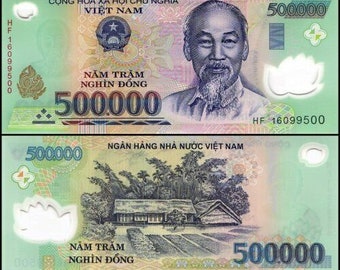 1.000.000 Vietnamese Dong 2 X 500K VND Polymeernotities Geautoriseerde dealer COA inbegrepen + Gratis 1 miljoen Bolivar!!!