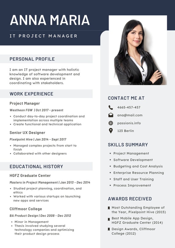 CV / Creative Resume Template for Word Free Cover Letter Modern CV Template  Professional Resume Template Resume with Photo - Etsy Polska