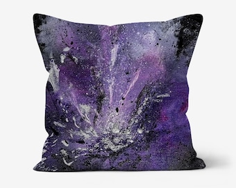 Linen Throw Pillow: "Burst" Artwork Cushion - 18x18