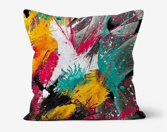 Linen Throw Pillow: "Light in the Dark" Artwork Cushion - 18x18