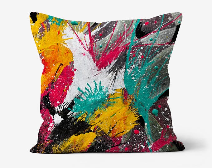 Featured listing image: Linen Throw Pillow: "Light in the Dark" Artwork Cushion - 18x18