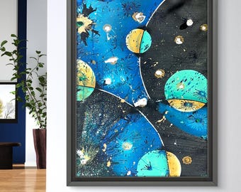 Lines Between Worlds - Eco Framed Canvas Print of Original Artwork by Scarlett Callaghan Art with certificiate of Authencity