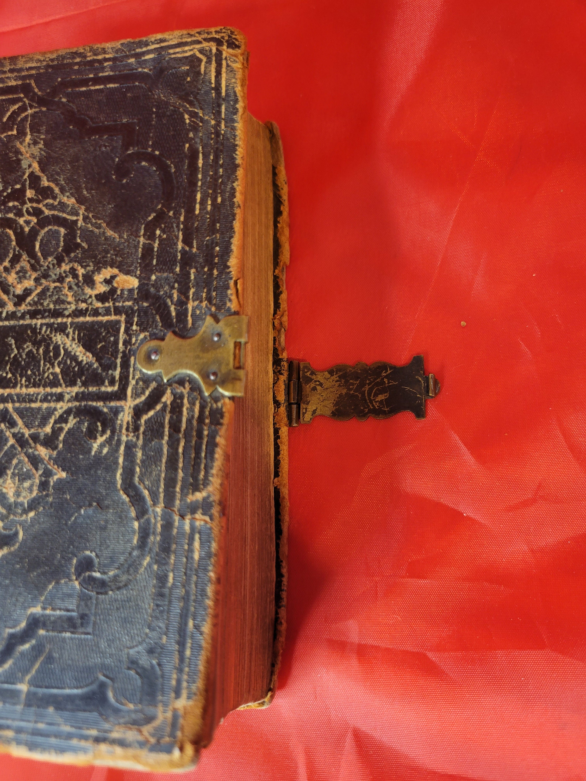 Antique Bible 1857 American Bible Society Old & New Testaments Small Black Leather Holy Bible