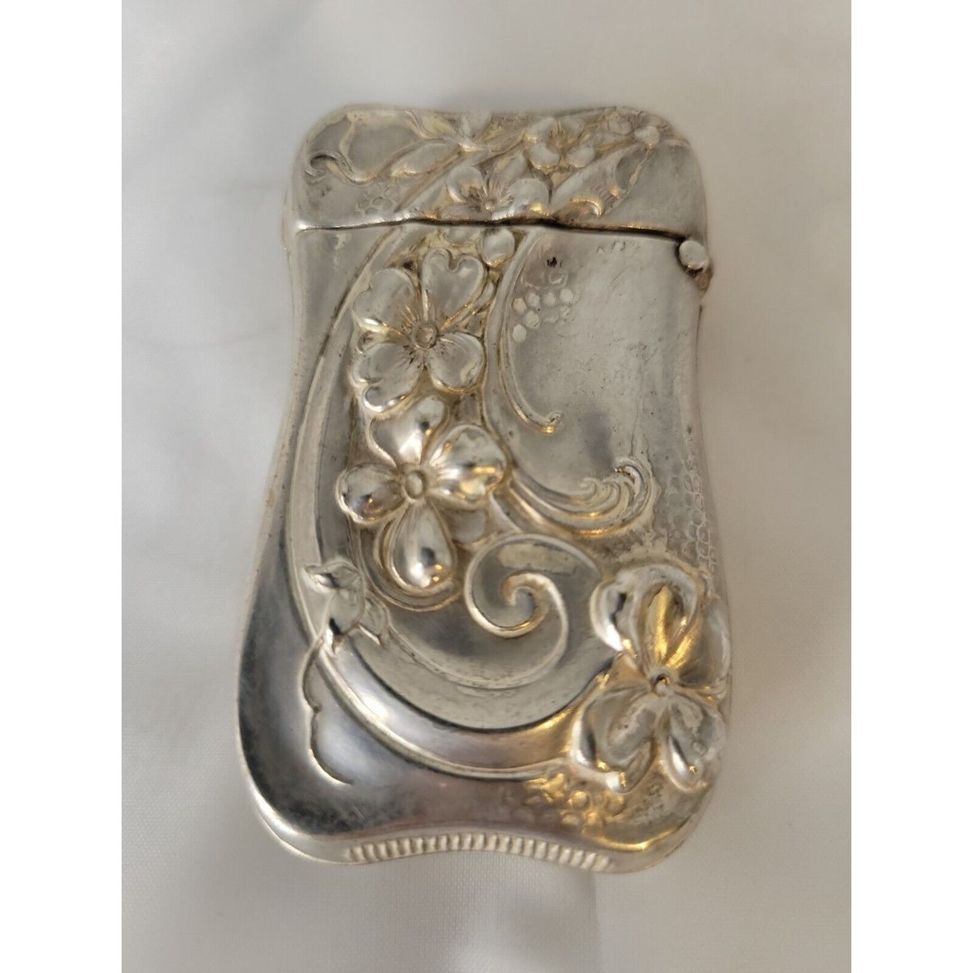 Victorian Nouveau Match Safe Vesta Case Sterling Silver Raised Relief ...